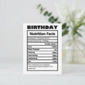 Funny Birthday Nutrition Facts Briefkaart (Staand voorkant)