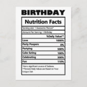 Funny Birthday Nutrition Facts Briefkaart (Voorkant)