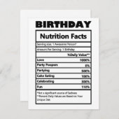 Funny Birthday Nutrition Facts Feestdagenkaart (Voorkant / Achterkant)