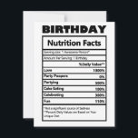 Funny Birthday Nutrition Facts Feestdagenkaart<br><div class="desc">Funny Birthday Nutrition Facts Holiday Kaart</div>