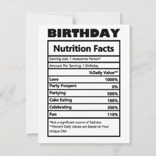 Funny Birthday Nutrition Facts Feestdagenkaart