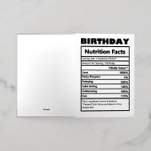 Funny Birthday Nutrition Facts Folie Wenskaart (Buiten Laag)