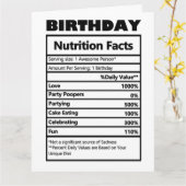 Funny Birthday Nutrition Facts Kaart (Gele Bloem)