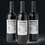 Funny Birthday Nutrition Facts Wijn Etiket<br><div class="desc">Grappige Verjaardag Voeding Feiten Wijn Label</div>