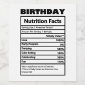 Funny Birthday Nutrition Facts Wijn Etiket (Enkel label)