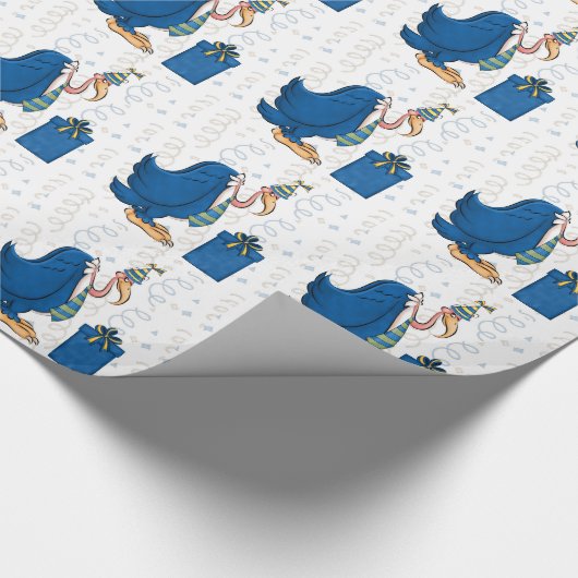 Funny Birthday Old Male Buzzard in Blue Stripe Str Cadeaupapier (Hoek)