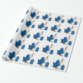 Funny Birthday Old Male Buzzard in Blue Stripe Str Cadeaupapier (Uitgerold)