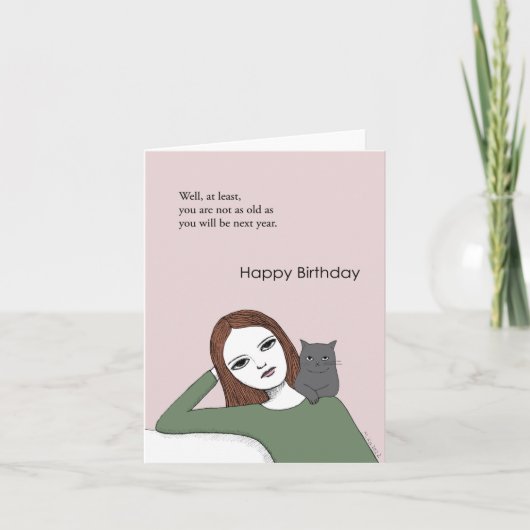 Funny Birthday older Adult Cat Lover Sarcastic Kaart (Voorkant)