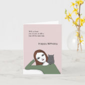 Funny Birthday older Adult Cat Lover Sarcastic Kaart (Gele Bloem)