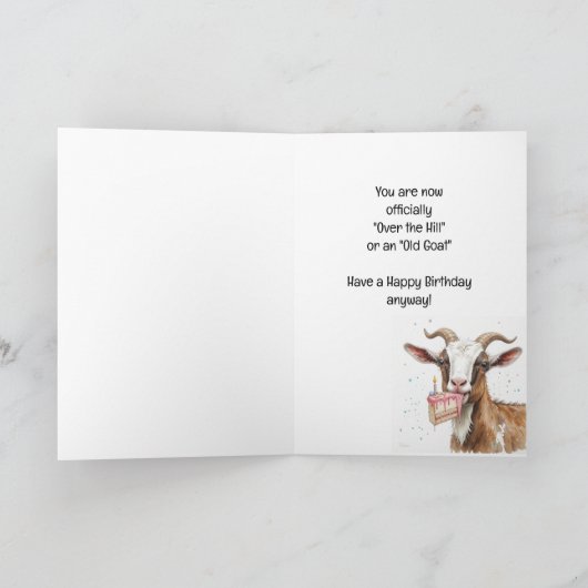 Funny Birthday Over the Hill Old Goat Humor Kaart (Binnen)