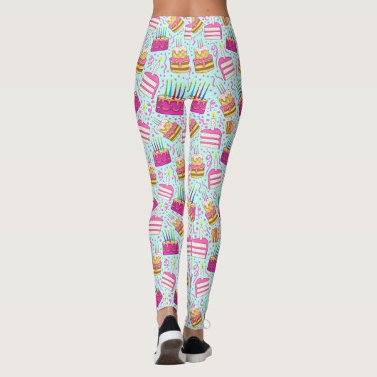 Funny Birthday Pants with Cake and Candle Pattern Leggings (Achterkant)