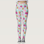 Funny Birthday Pants with Cake and Candle Pattern Leggings (Voorkant)