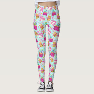 Funny Birthday Pants with Cake and Candle Pattern Leggings