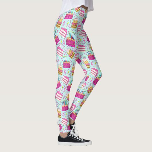 Funny Birthday Pants with Cake and Candle Pattern Leggings (Rechts)