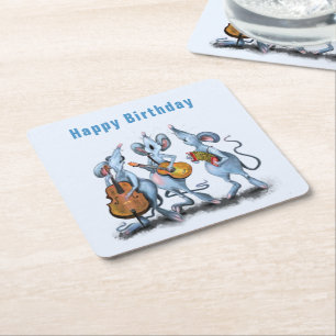 Funny Birthday Paper Onderzetter Musical Muizenban