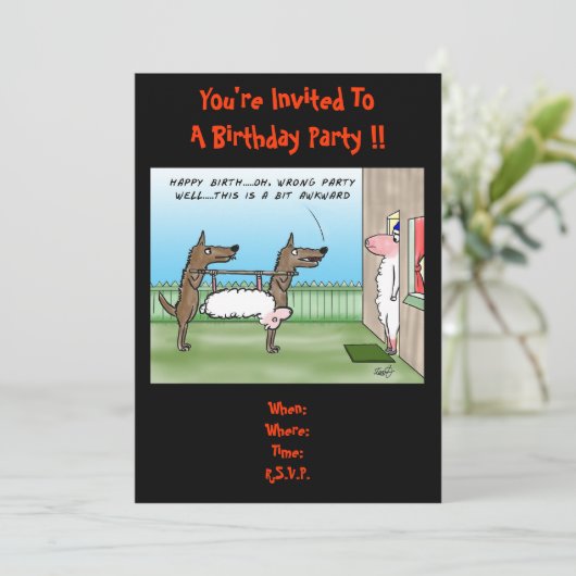 Funny Birthday Party Invitation Kaart (Staand voorkant)