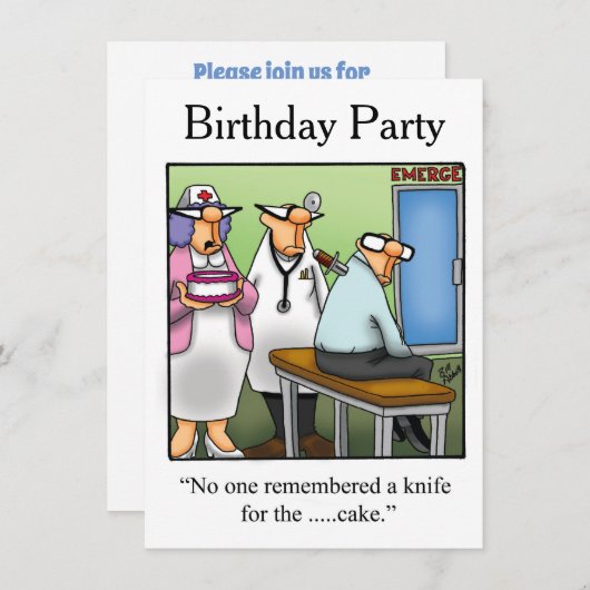 Funny Birthday Party Invitations Kaart (Voorkant / Achterkant)