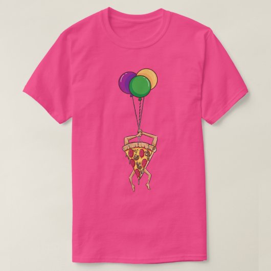 Funny Birthday Pizza Balloon T-Shirt (Design voorkant)