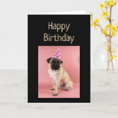 Funny Birthday Pug Dog Old Age Humor Kaart (Gele Bloem)