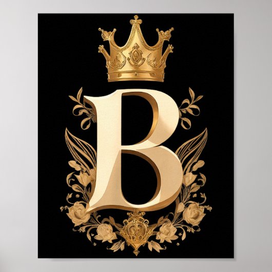 Funny Birthday Queen B - Letter B And Crown (bee)  Poster (Voorkant)