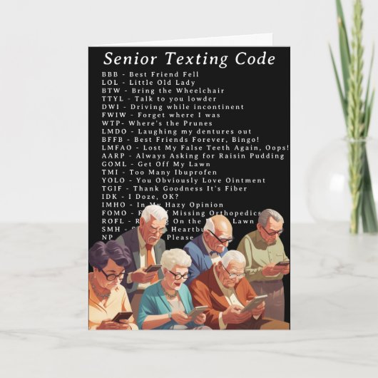 Funny Birthday Seniors Texting Code Kaart (Voorkant)
