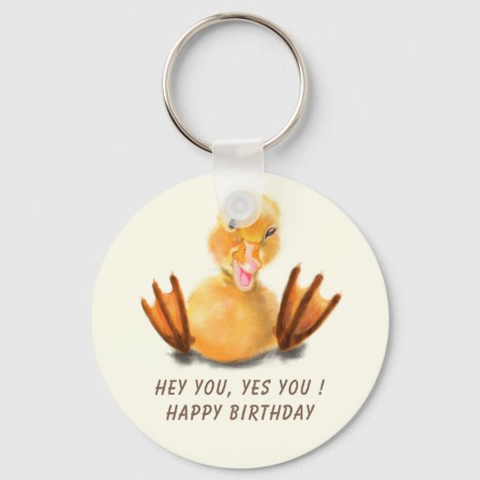 Funny Birthday Sleutelhanger Playful Winking Ducki (Voorkant)