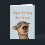 Funny Birthday Son-in-law Shocked Dog Animal Kaart<br><div class="desc">Veel plezier op je verjaardag,  zodat je huisdier zich zorgen maakt. Happy Birthday for Son-in-law met een humoristisch vers van binnen en een schokkende hond</div>