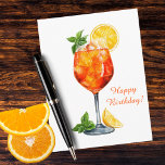 Funny Birthday Spritz Italian Cocktail Custom Feestdagenkaart<br><div class="desc">This vibrant watercolor birthday card is the only card classy enough for the cocktail lover who takes their happy hour as seriously as their birthday celebrations. Featuring a stunning Italian inspired cocktail bursting with sunset oranges, fresh basil, and golden lemon against a white background, this card is as gorgeous as...</div>