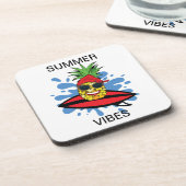 Funny Birthday Surfing Pineapple Bier Onderzetter (Linkerzijde)