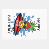 Funny Birthday Surfing Pineapple Inpakpapier Vel (Voorkant)