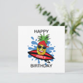 Funny Birthday Surfing Pineapple Kaart (Staand voorkant)