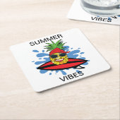 Funny Birthday Surfing Pineapple Kartonnen Onderzetters (Schuin)