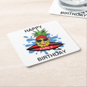 Funny Birthday Surfing Pineapple Kartonnen Onderzetters (Schuin)