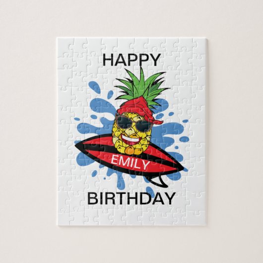 Funny Birthday Surfing Pineapple Legpuzzel (Verticaal)