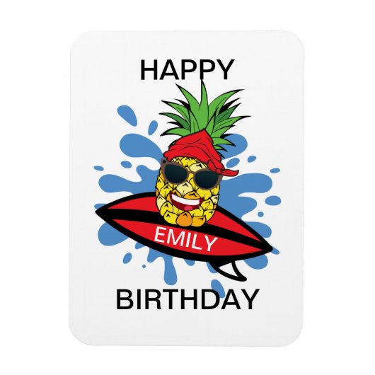 Funny Birthday Surfing Pineapple Magneet (Verticaal)