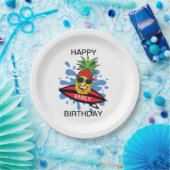 Funny Birthday Surfing Pineapple Papieren Bordje (Feest)