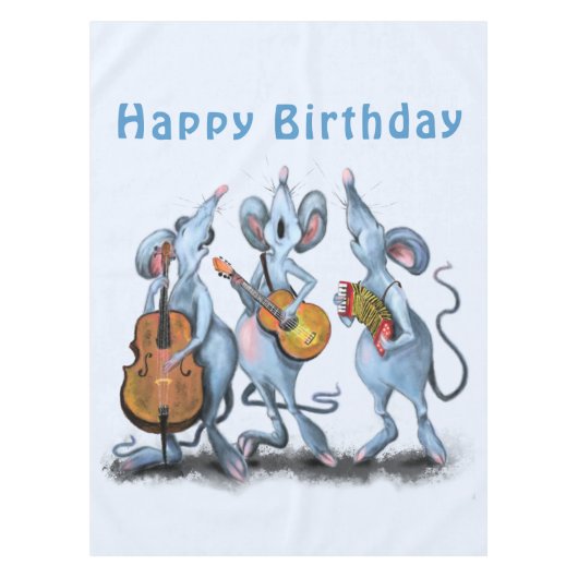 Funny Birthday Tablecloth Mouse Music Band Tafelkleed (Voorkant)
