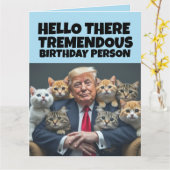 FUNNY BIRTHDAY TRUMP GREETING CAT CARD KAART (Gele Bloem)