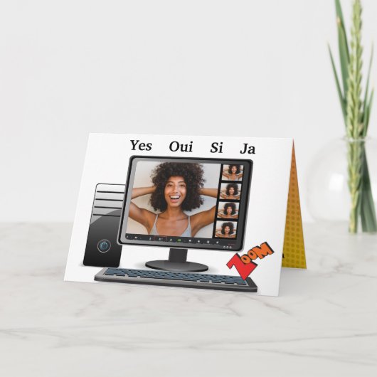 Funny Birthday Video Conference Call Satire Kaart (Voorkant)