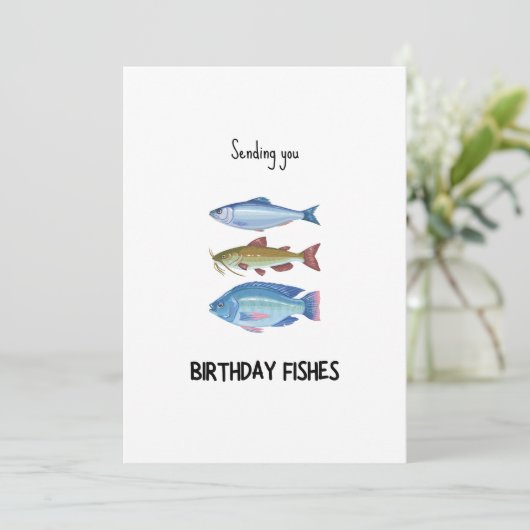Funny Birthday Vissen Verjaardag Kaart (Staand voorkant)
