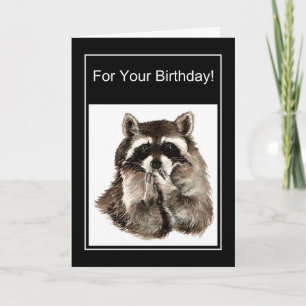 Funny Birthday Waterverf Raccoon Bgloing Kisses Kaart