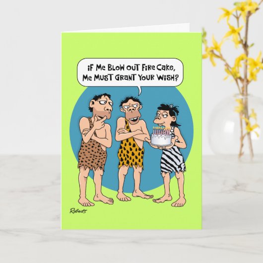 Funny Birthday Wish Evolution Kaart (Gele Bloem)