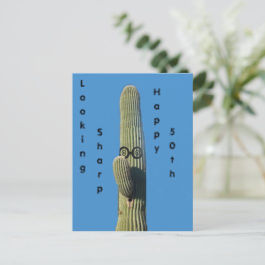 Funny Birthday Wishes Cactus Humor Briefkaart (Staand voorkant)