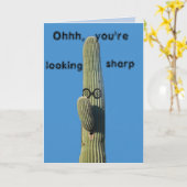 Funny Birthday Wishes Southwest Saguaro Cactus Kaart (Gele Bloem)