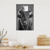Funny Bison Bathroom Art Print, Toilet Paper Roll Poster (Keuken)