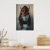 Funny Bison Bathroom Print, Toilet Newspaper Art Poster (Keuken)