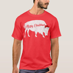 Funny Bison Dierenvriend Santa Hat Bison Kerstmis T-shirt