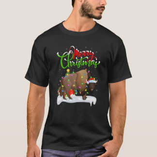 Funny Bison Dierenvriend Xmas Lighting Bison Chris T-shirt