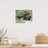 Funny Bison op de overdekte brug Poster (Keuken)