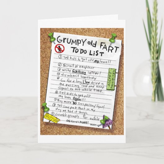 Funny Bithrday Kaart - Grumpy Old Fart to Do List (Voorkant)